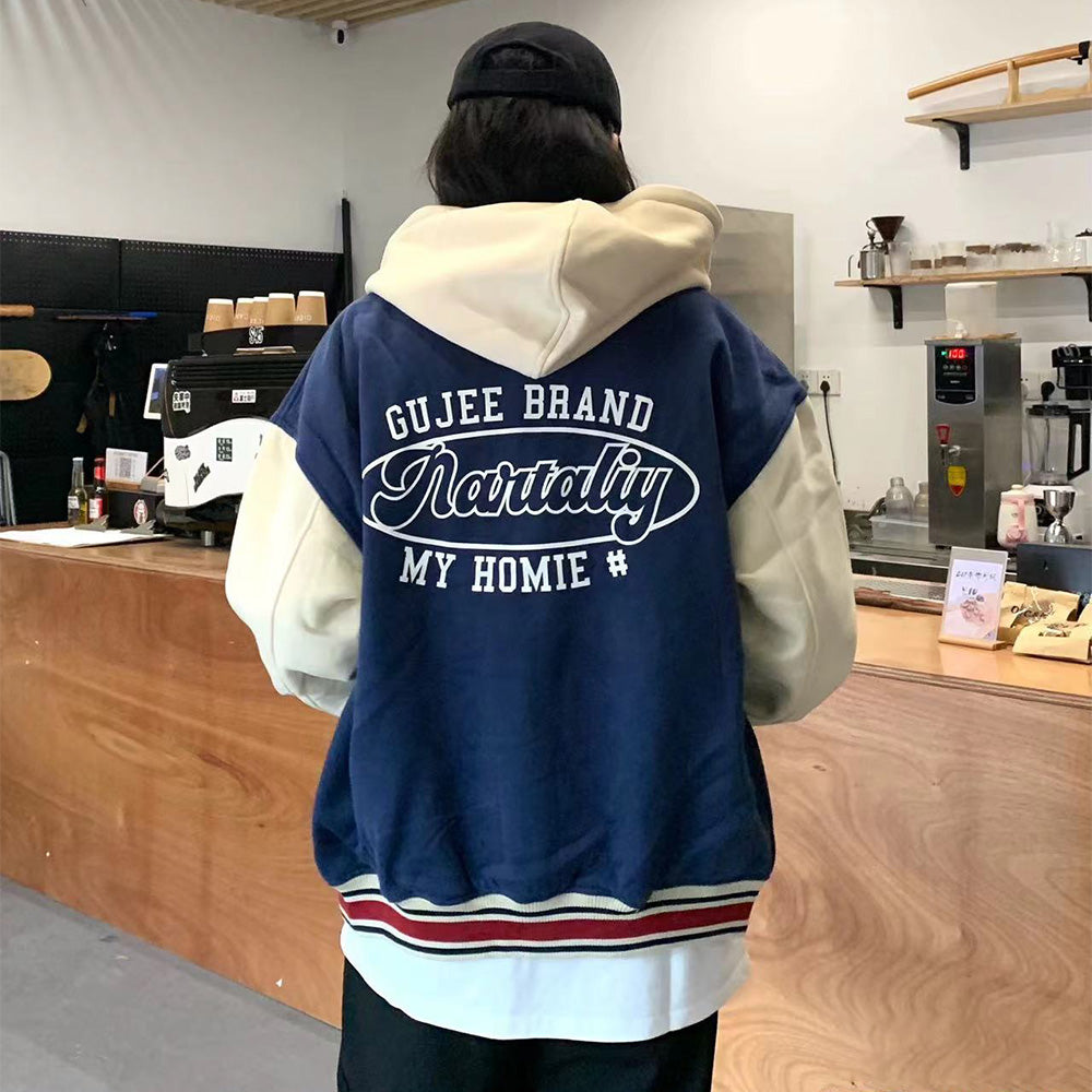 American Style Contrasting Hooded Jacket