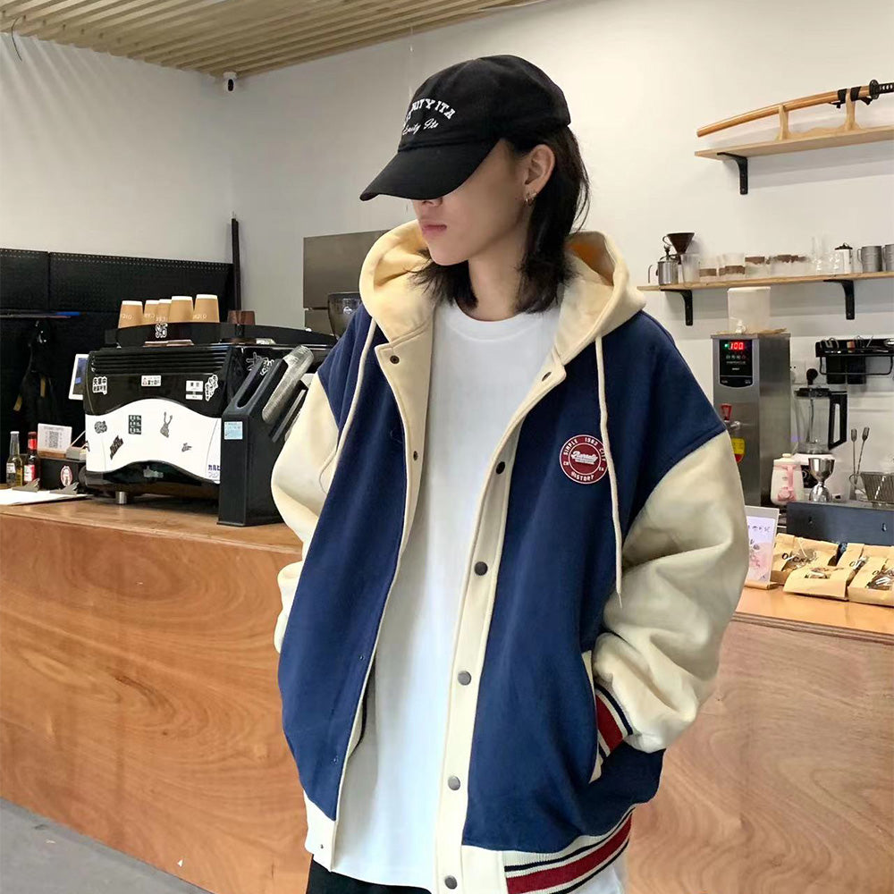 American Style Contrasting Hooded Jacket