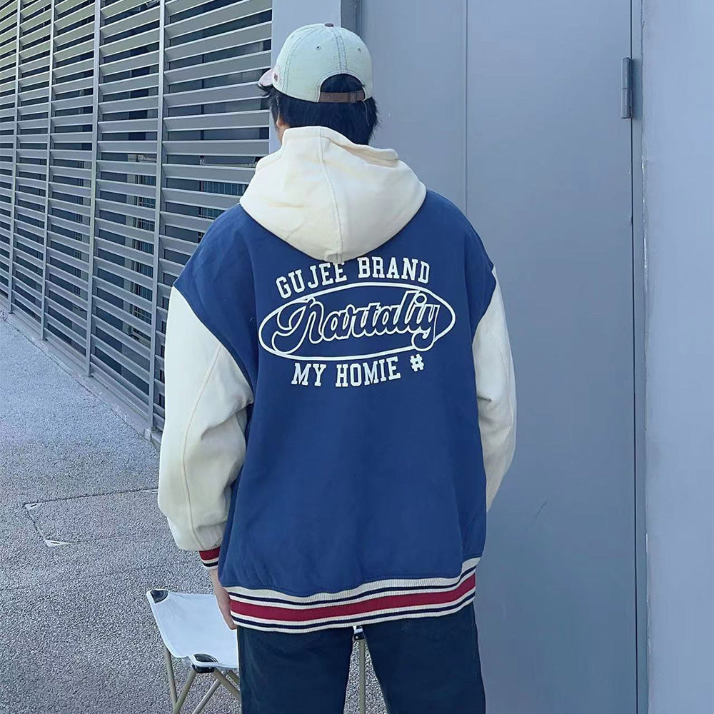 American Style Contrasting Hooded Jacket