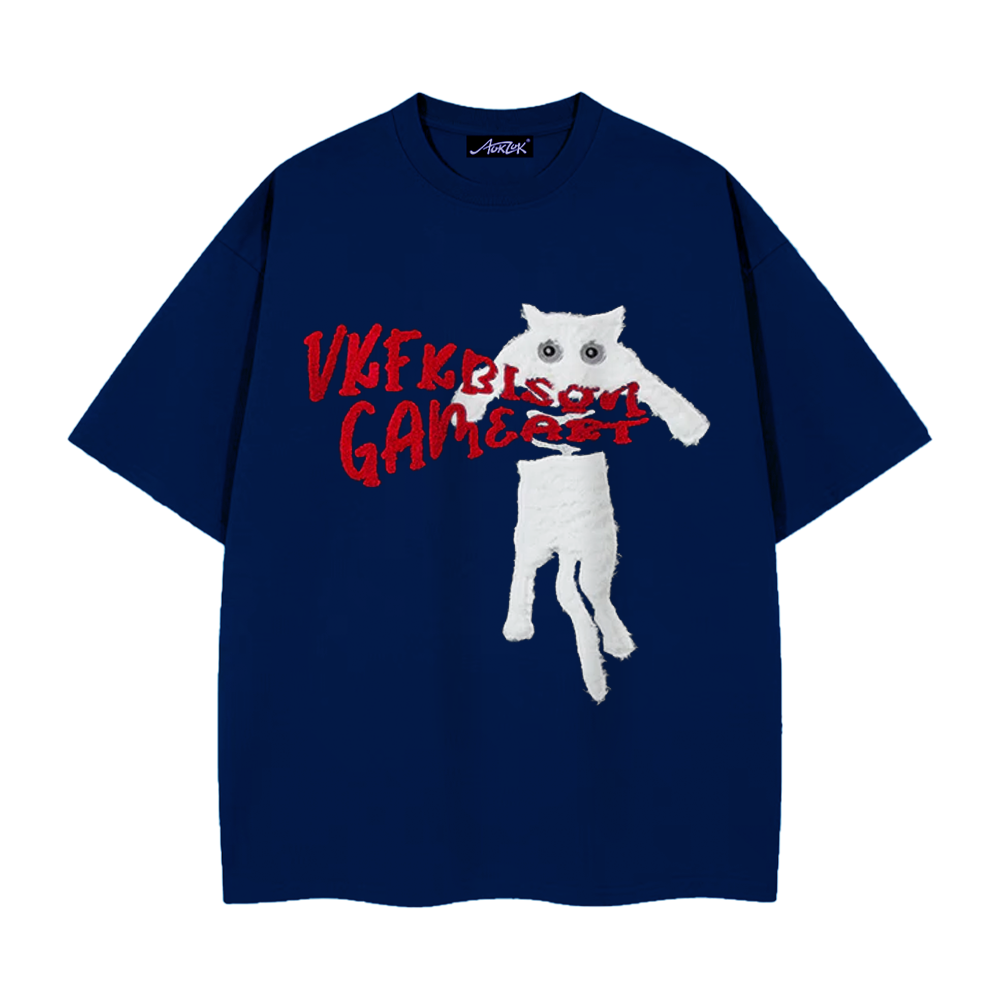 Naughty Kitten Print T-shirt