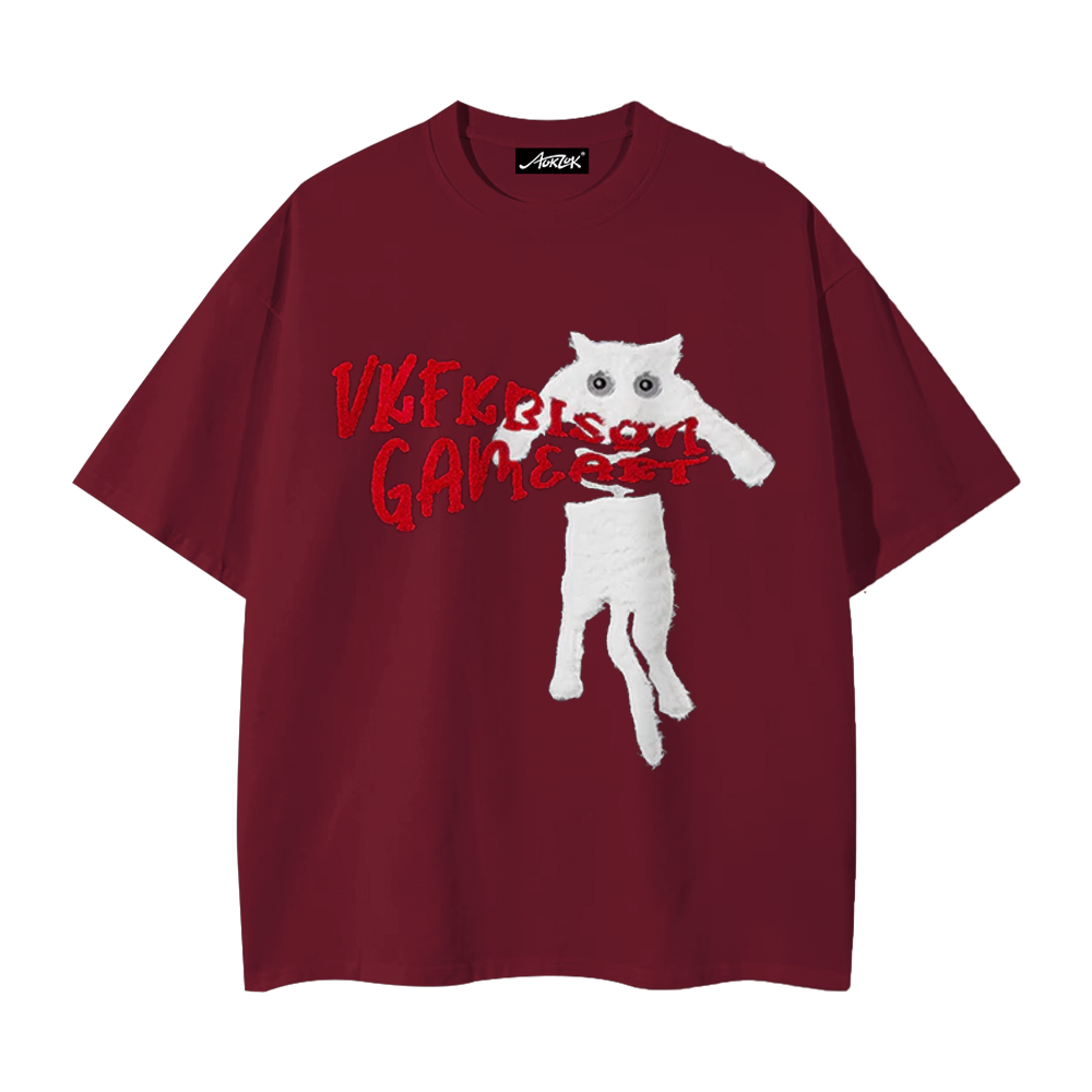 Naughty Kitten Print T-shirt