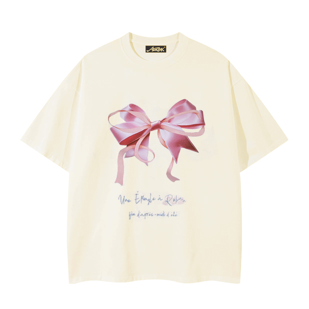 Women's Pink Bow Print T-Shirt