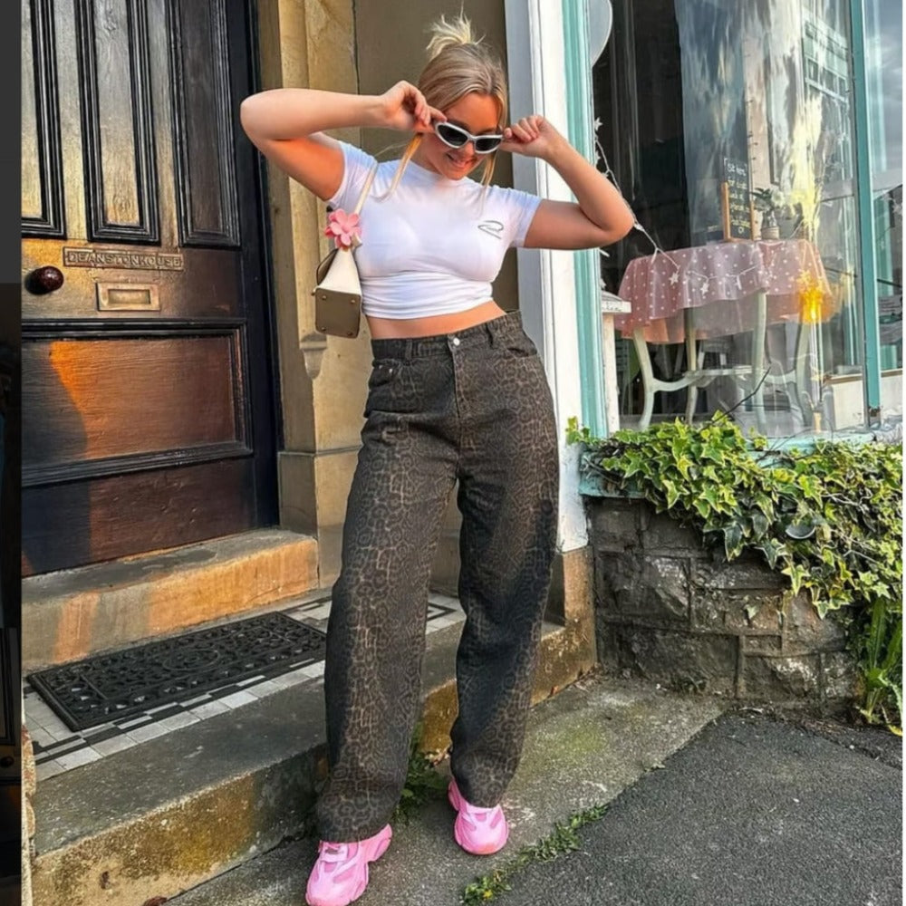 American High Street Leopard Jeans