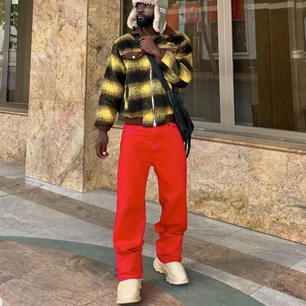 Flame Embroidery Jeans