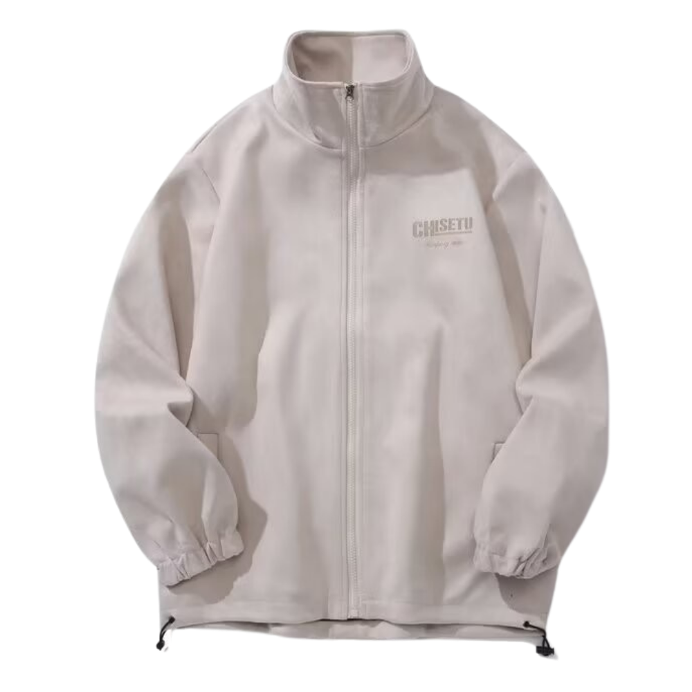 Casual Zipped Drawstring Suede Jacket