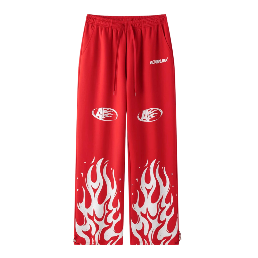 Jazz Loose Flame Print Sweatpants