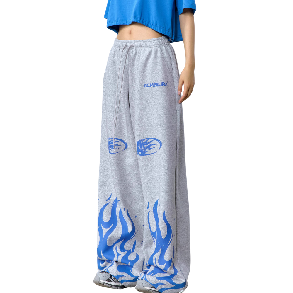 Jazz Loose Flame Print Sweatpants