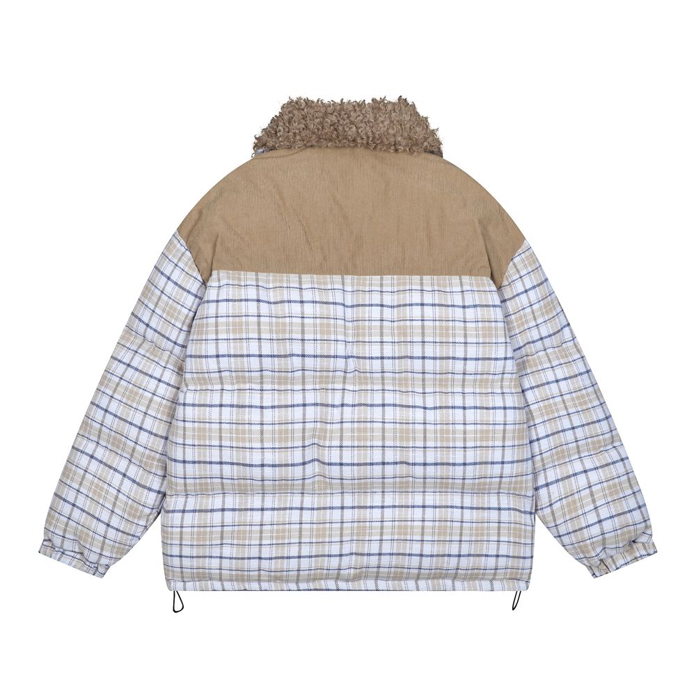 【NOW TREND】Plaid Button Lambskin Collar Coat