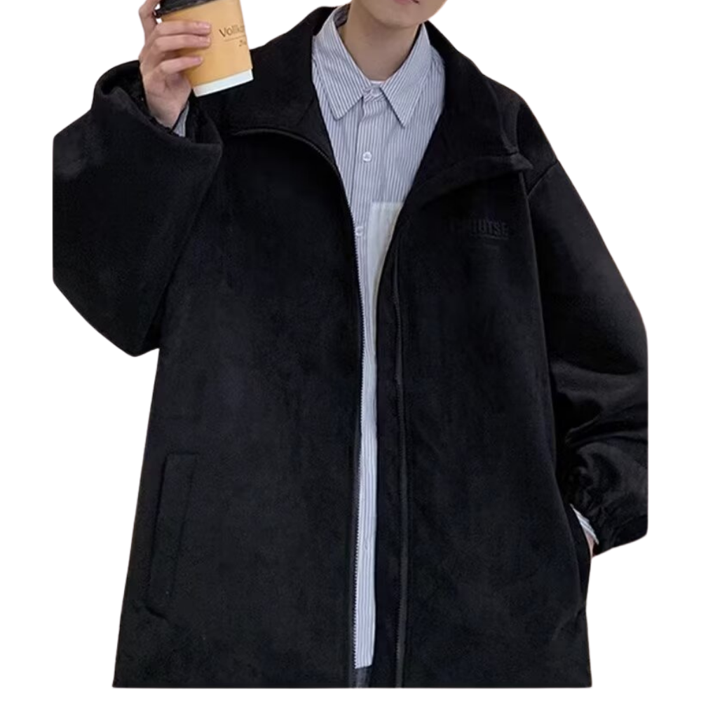 Casual Zipped Drawstring Suede Jacket