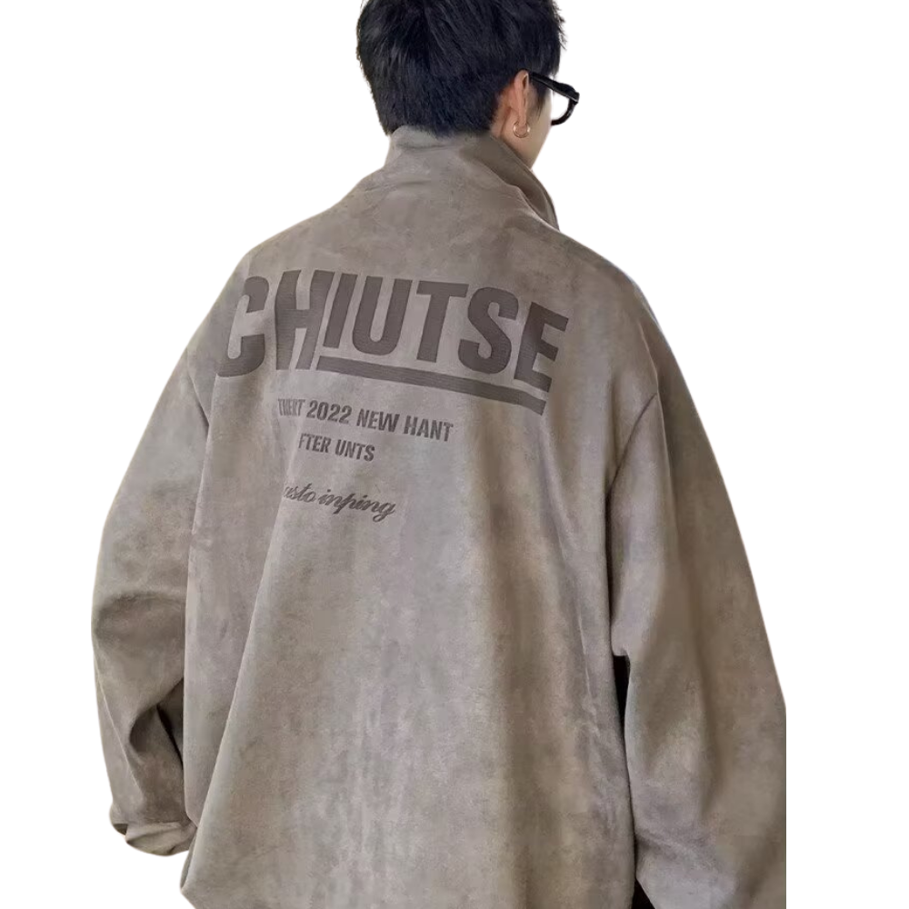 Casual Zipped Drawstring Suede Jacket