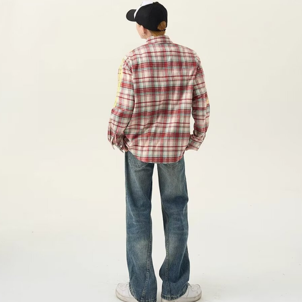Sports Raglan Plaid Shirt