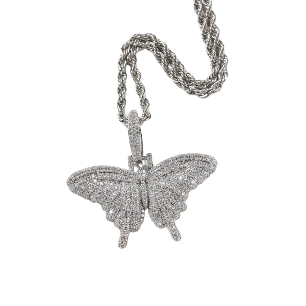 American Diamond Solid Butterfly Necklace