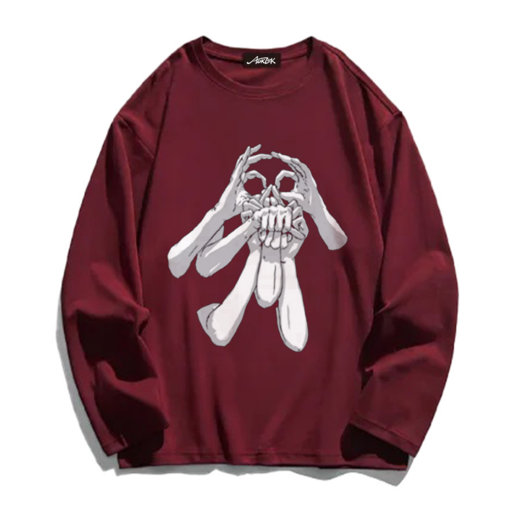 Scary Gesture Skull Long Sleeve Shirt