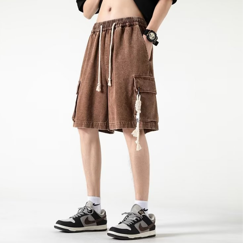Urban Solid Drawstring Cargo Shorts