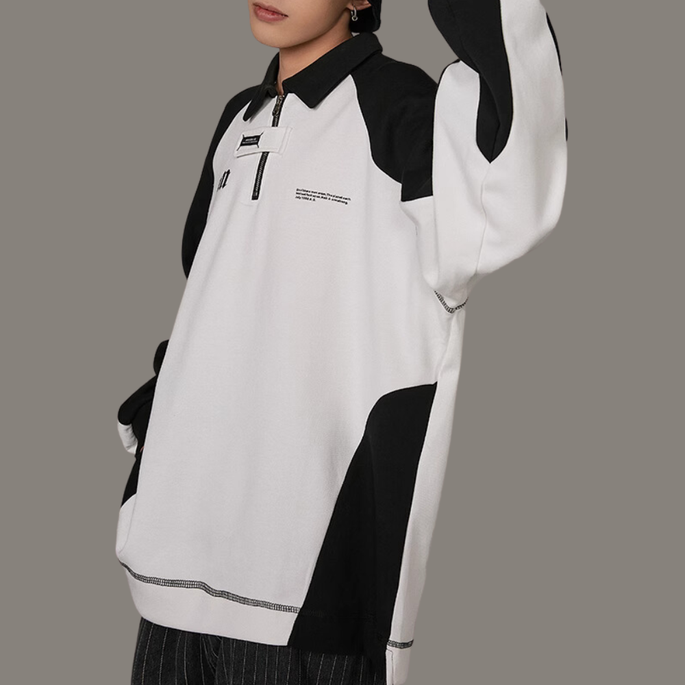 Literary M Letter Splicing Sweatshirt