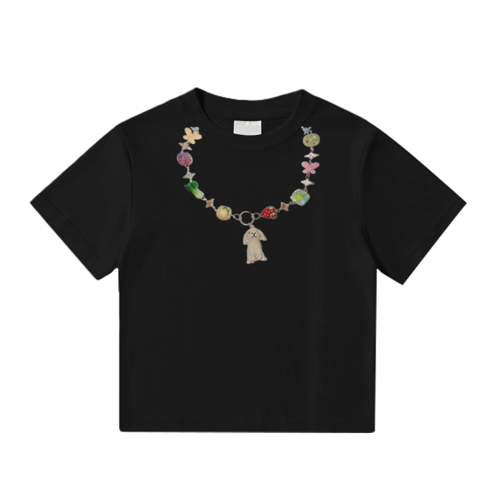Women's Puppy Necklace Graphic T-Shirt