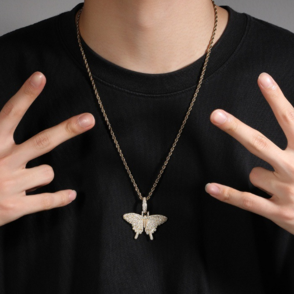 American Diamond Solid Butterfly Necklace