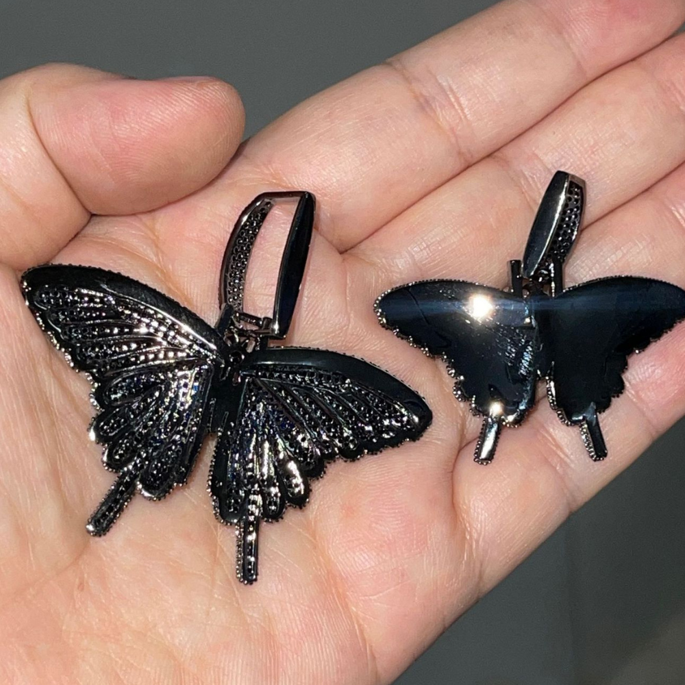 American Diamond Solid Butterfly Necklace