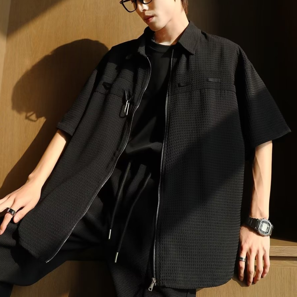 Simple Solid Waffle Shirt