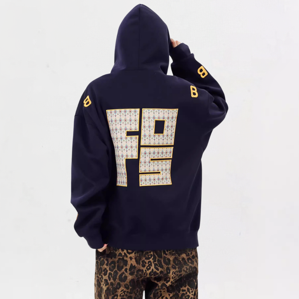 Casual Wear Patch Embroidery Hoodie