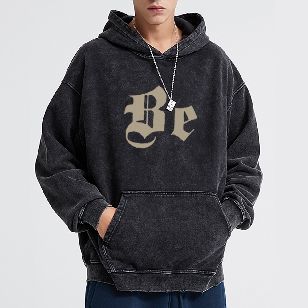 High Street Cross Wings Letter Washed Hoodie