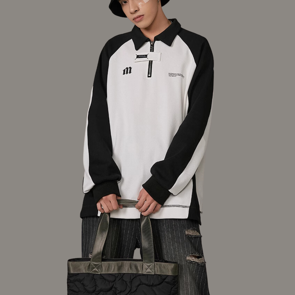 Literary M Letter Splicing Sweatshirt