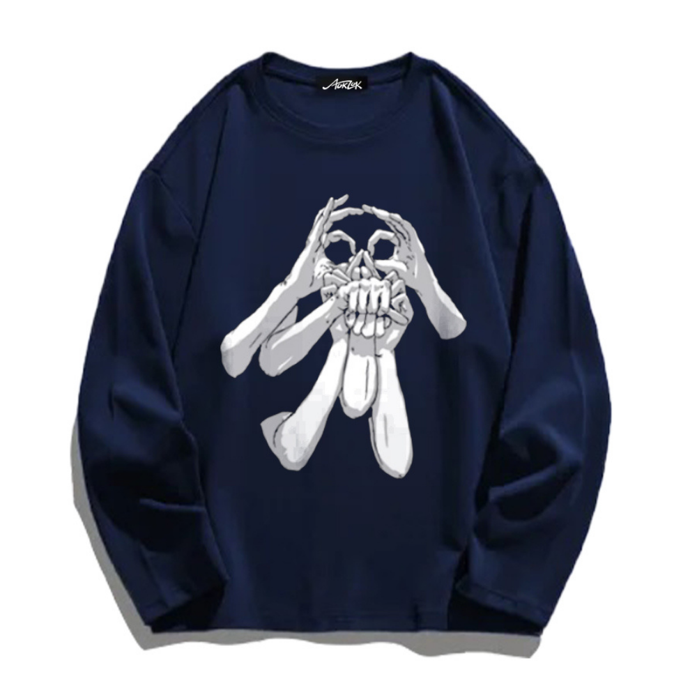 Scary Gesture Skull Long Sleeve Shirt