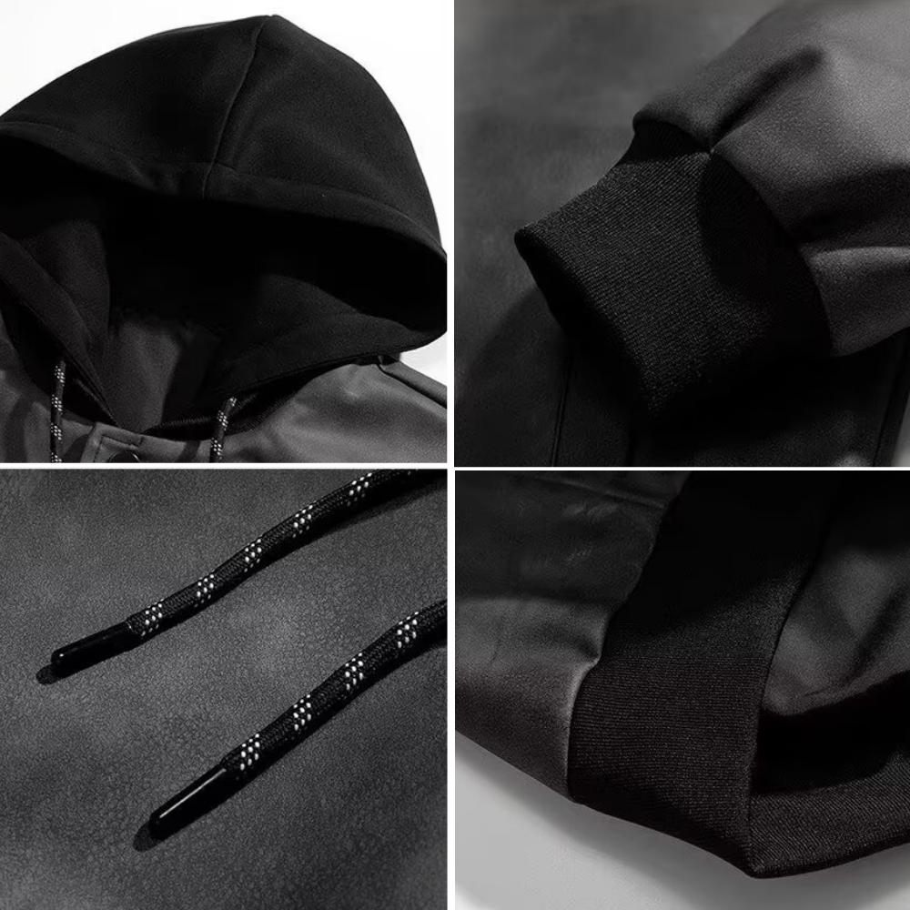 Heavy Button Suede Hooded Jacket