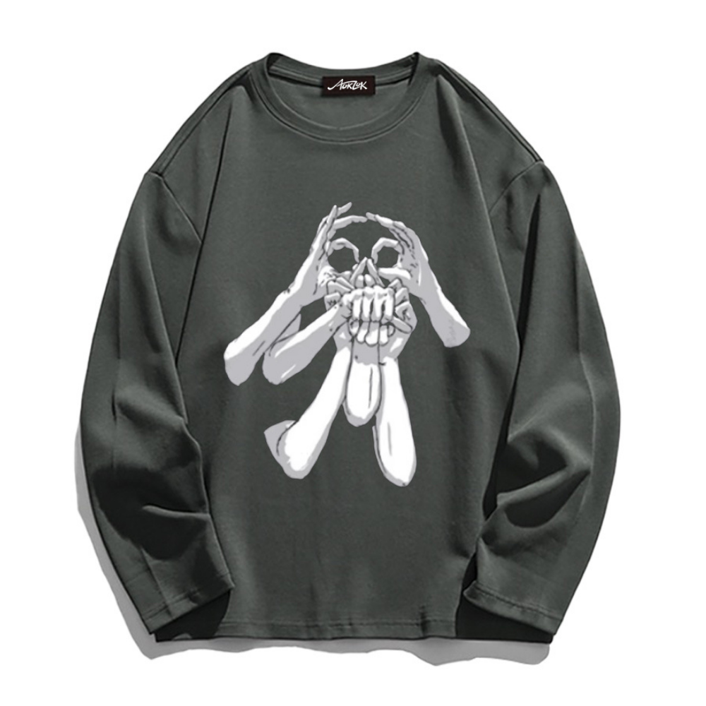 Scary Gesture Skull Long Sleeve Shirt