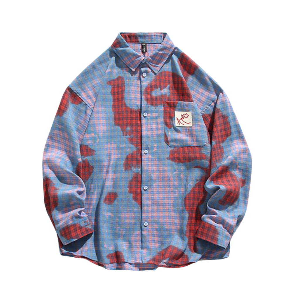 Street Contrasting Letter Plaid Shirt