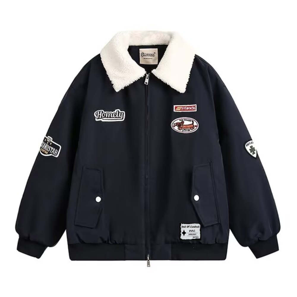 OOC' Old-School Fur Collar Sherpa Jacket Coat