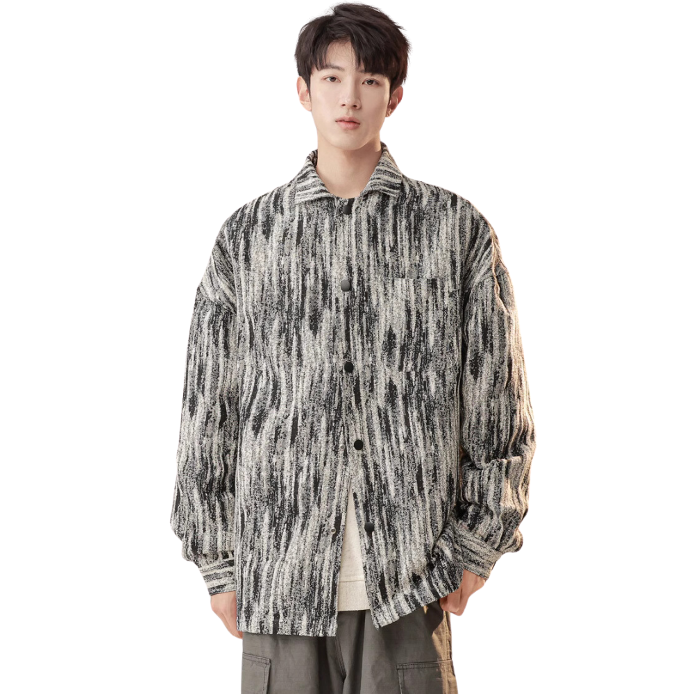 Gradient Textured Tie-Dye Denim Shirt