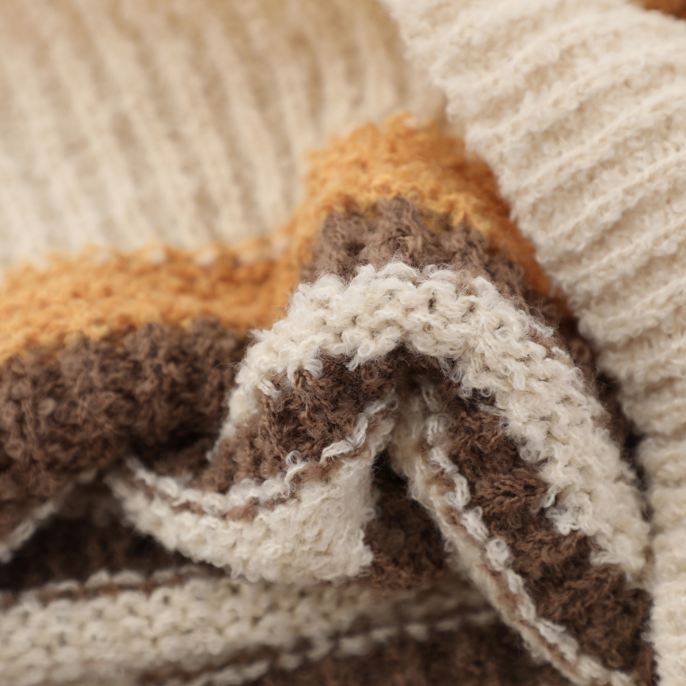 Casual Striped Letter Embroidery Sweater