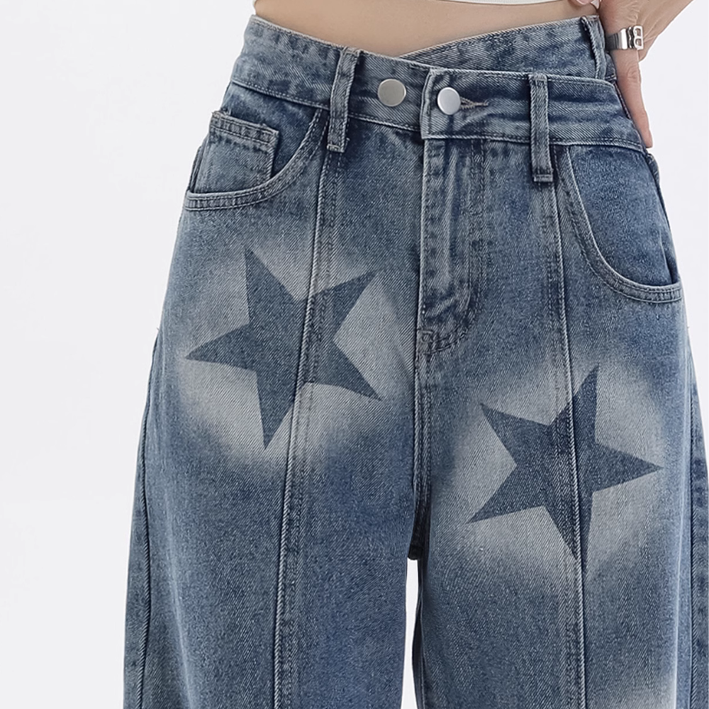 Women's Urban Star Design Washed Jeans