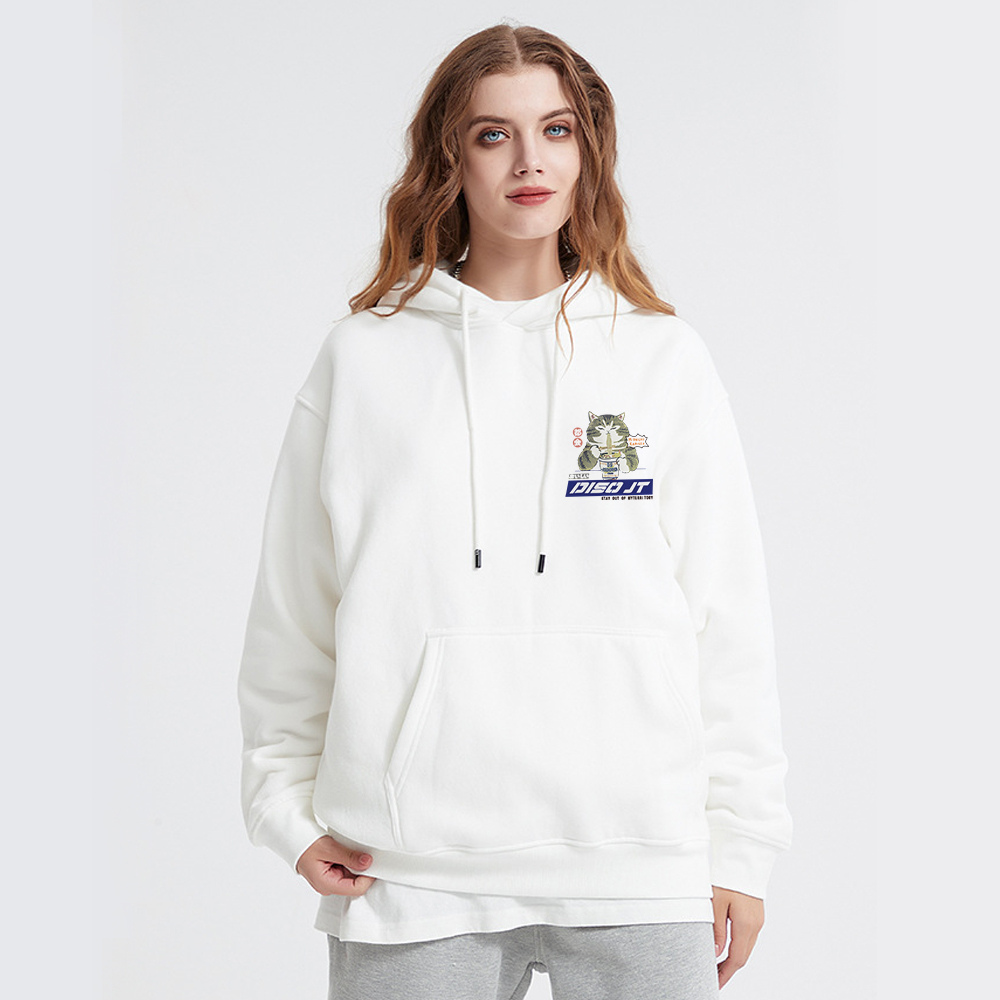 Japanese Greedy Cat Print Hoodie