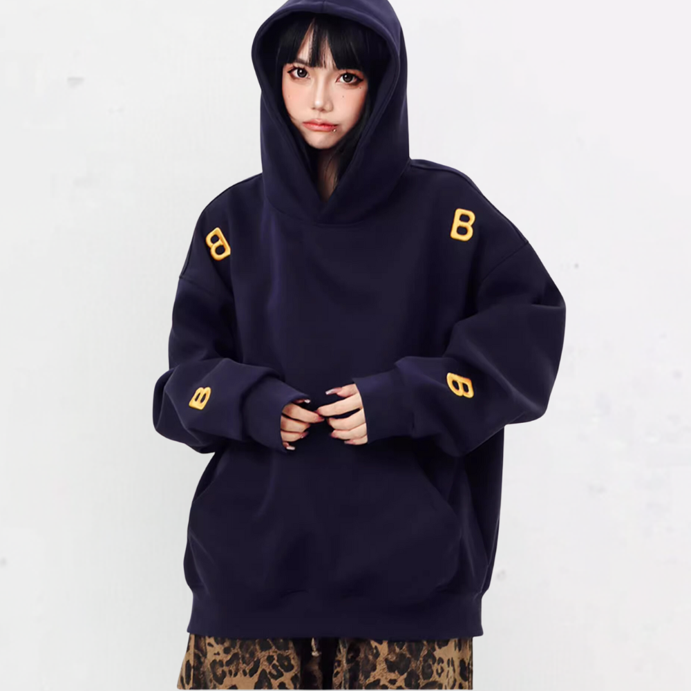 Casual Wear Patch Embroidery Hoodie