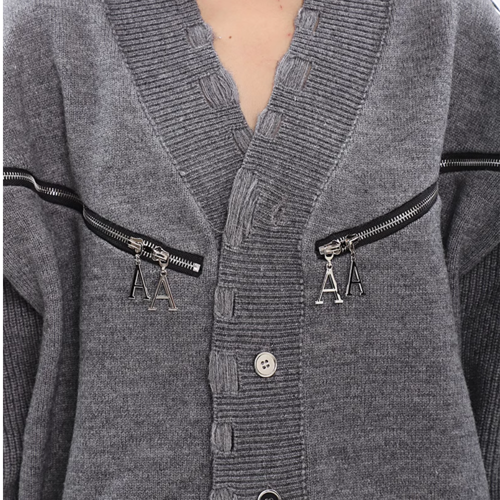 Women's Solid Color Deconstructed Knit Cardigan