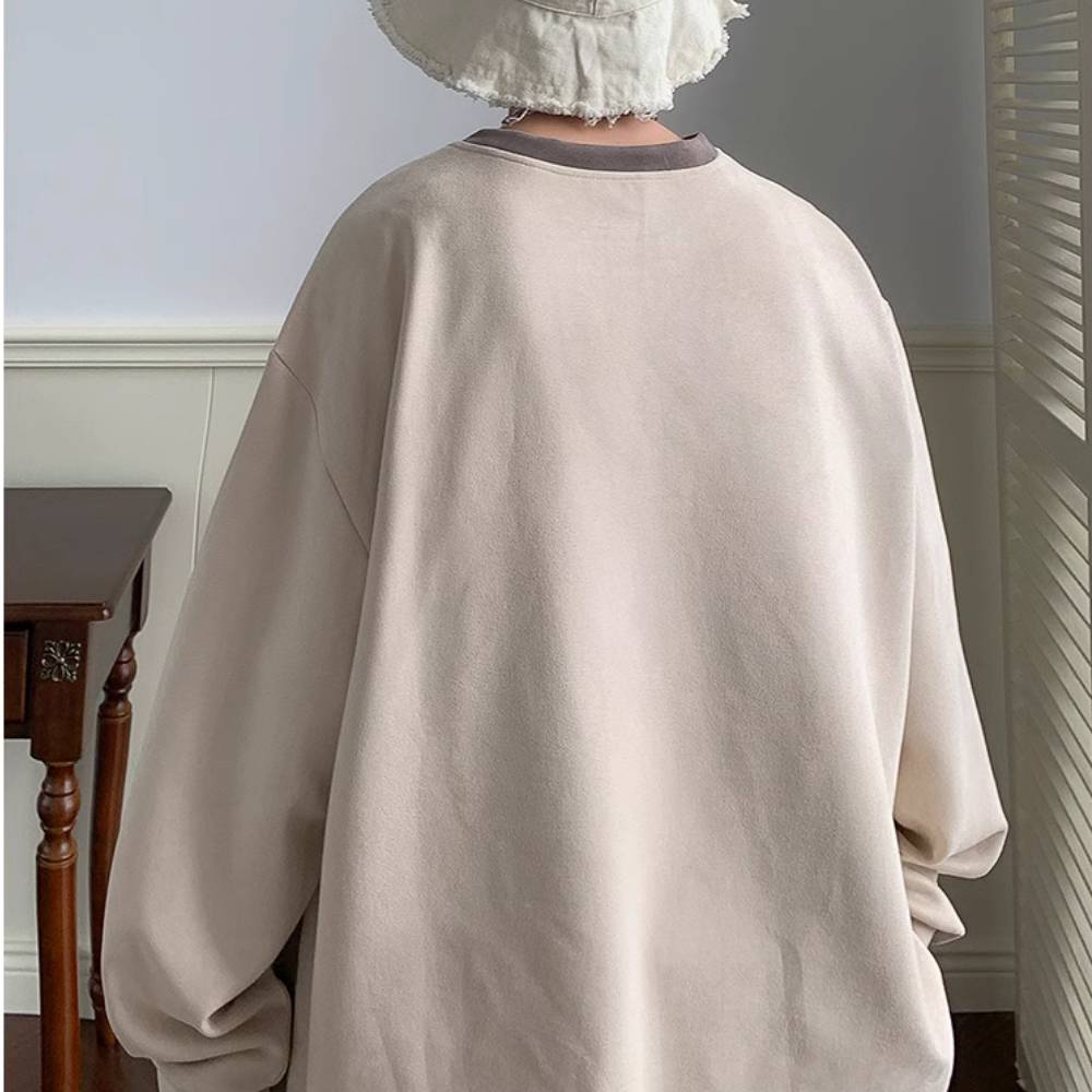 Animation Printed Suede Raglan Sweatshirt