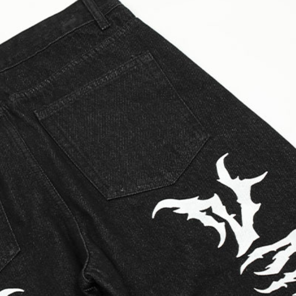 Hip Hop Gothic Print Straight Jeans