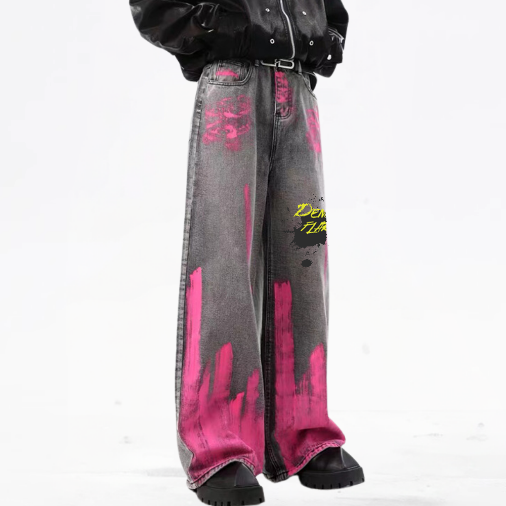 DF| Street Art Spray Painted Jeans