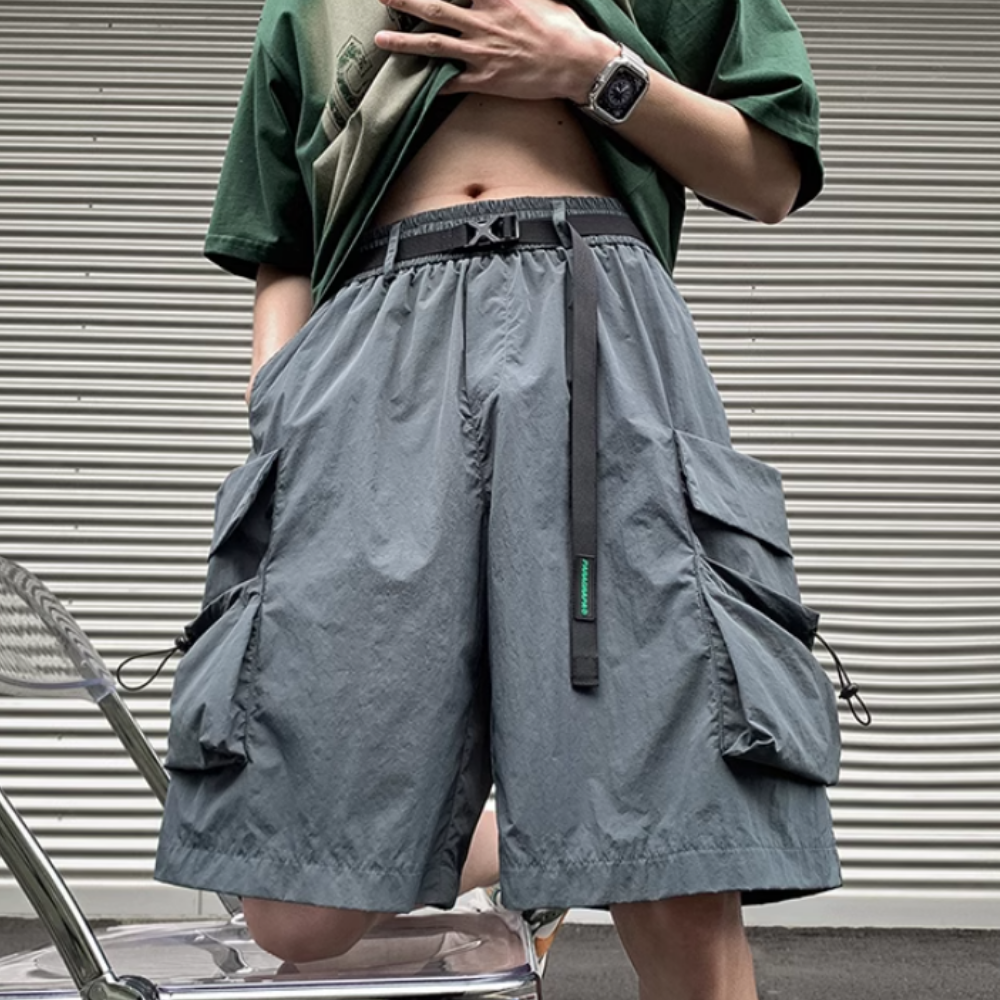 Casual Cargo Belt Large Pocket Shorts
