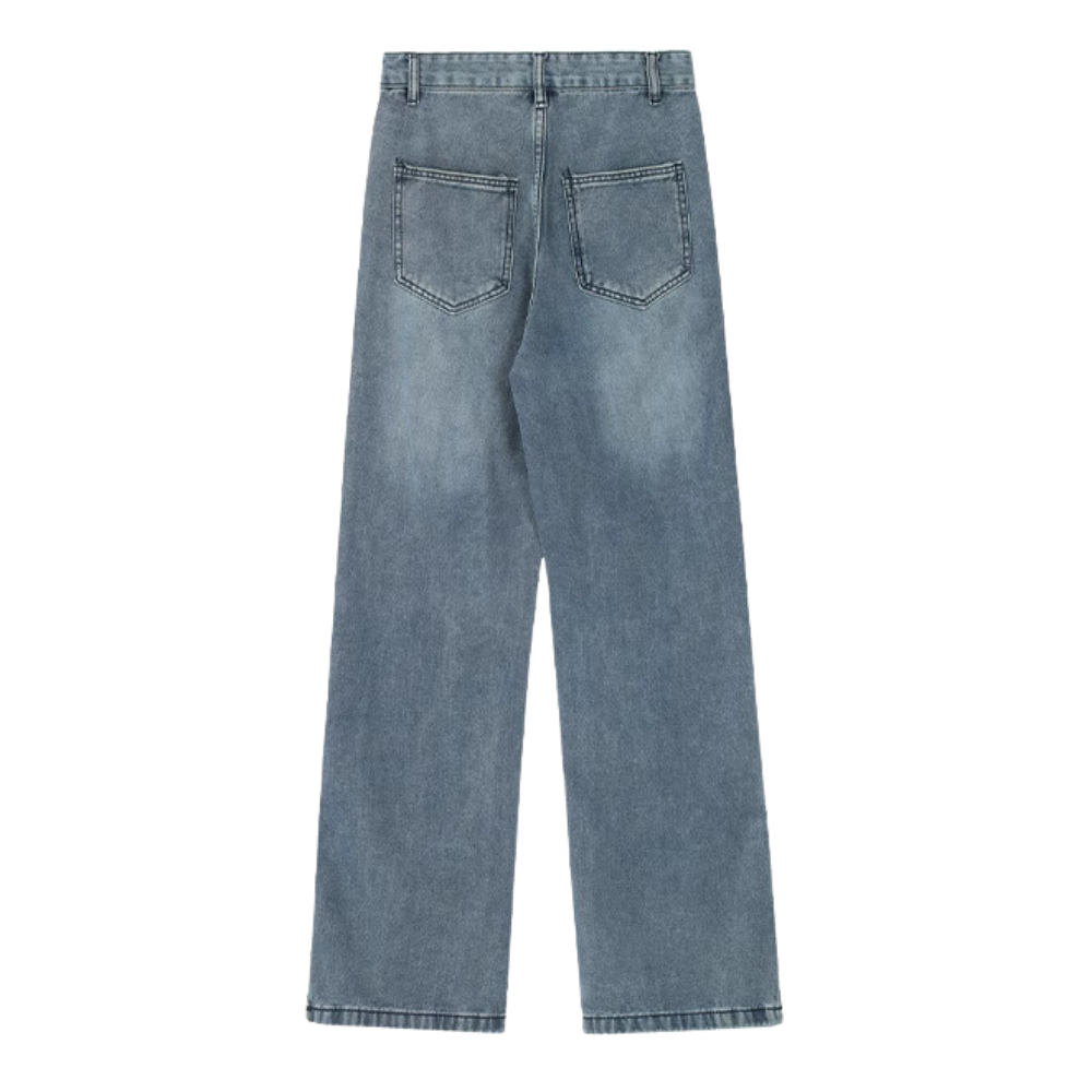 American High Street Summer Thin Section Hole Slit Loose Jeans