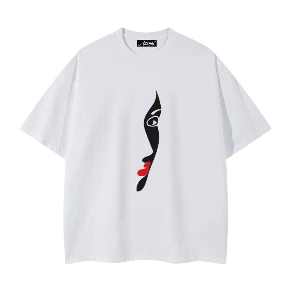 Red Lips Half Face T-Shirt
