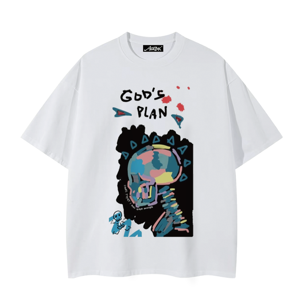 God'S Plan Colorful Skull Doodle T-Shirt