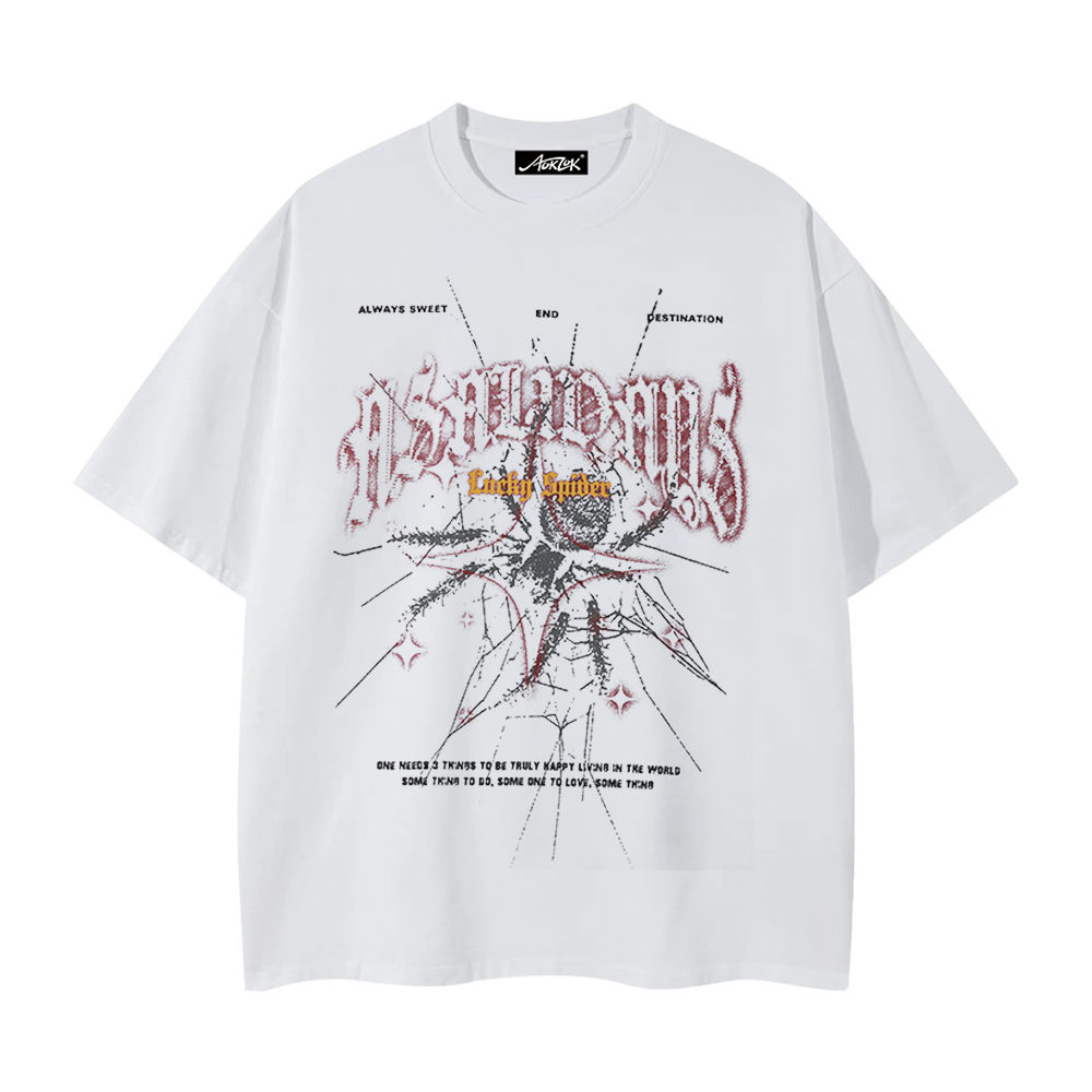 Dark Spider Print Cotton T-shirt