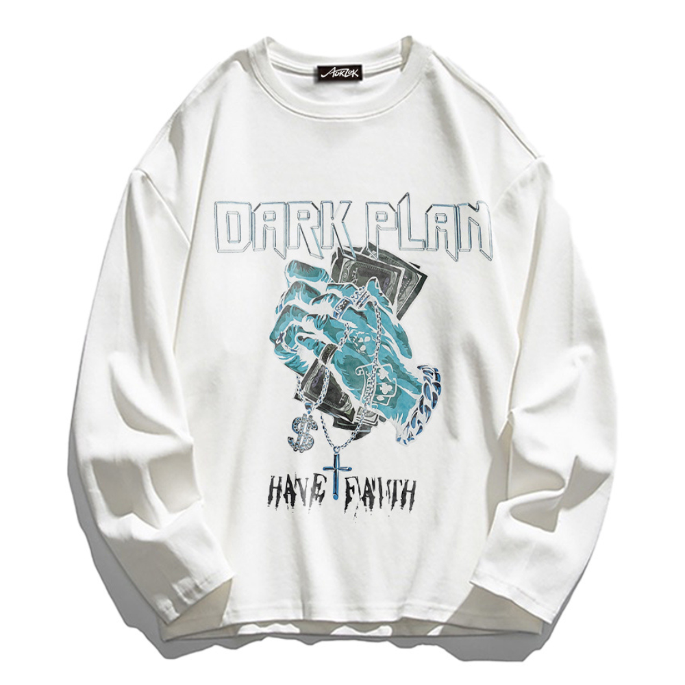 Holding Dollar Print Long Sleeve Shirt