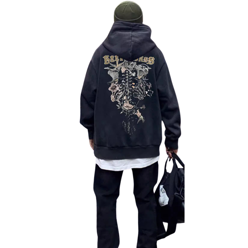 Hip Hop Rejuvenated Skull Print Hoodie