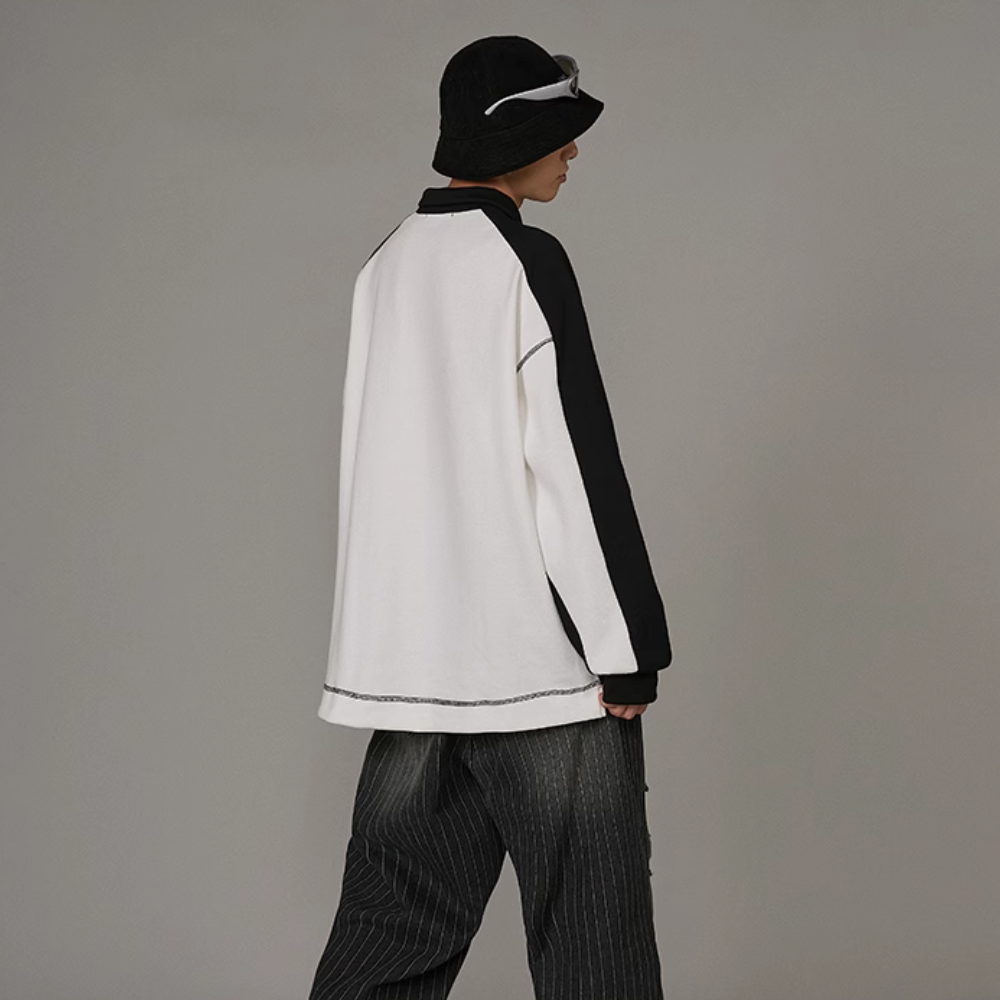 Literary M Letter Splicing Sweatshirt