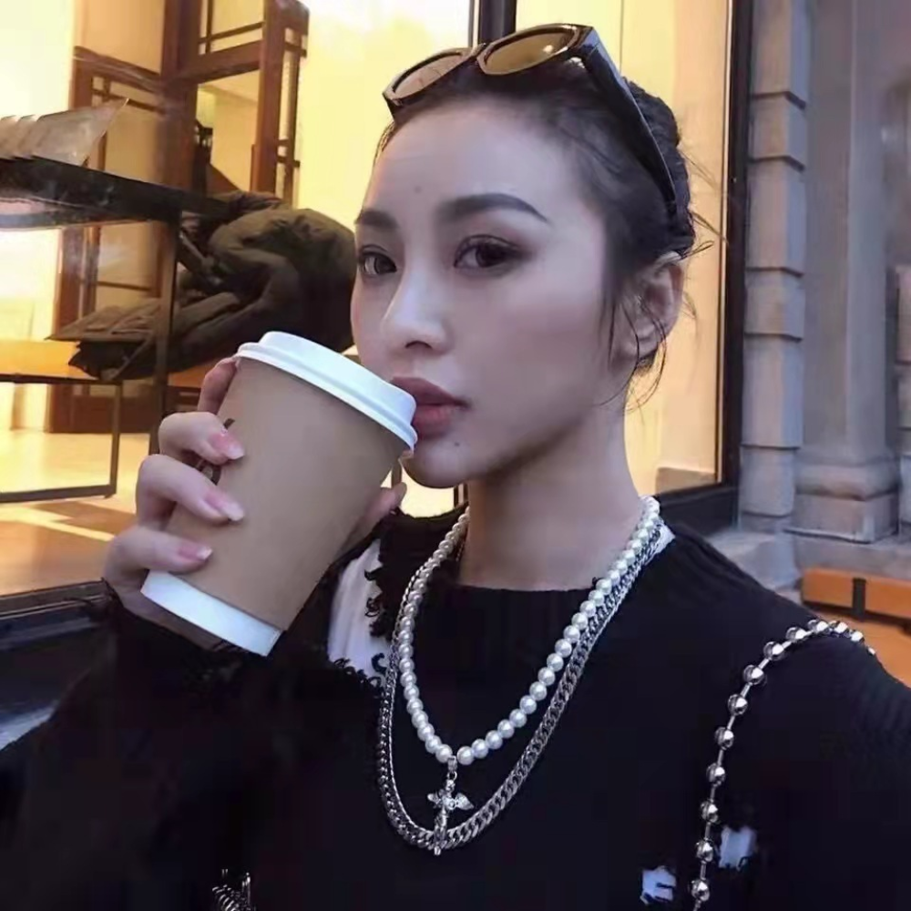Street Double Angel Pearl Necklace