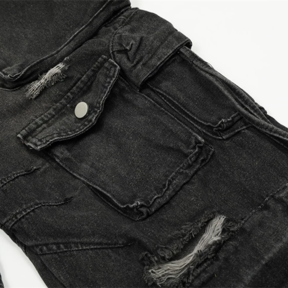 Punk Multi-pocket Ripped Jeans